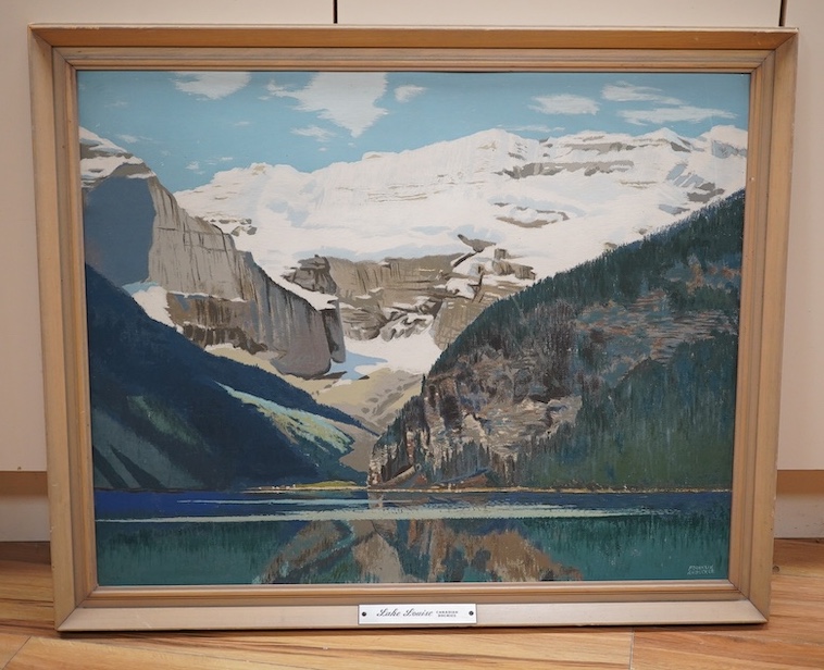 Franklin Arbuckle (1909-2001), mixed media, ‘Lake Louise, Canadian Rockies’, 59 x 74cm. Condition - fair, some scuffs